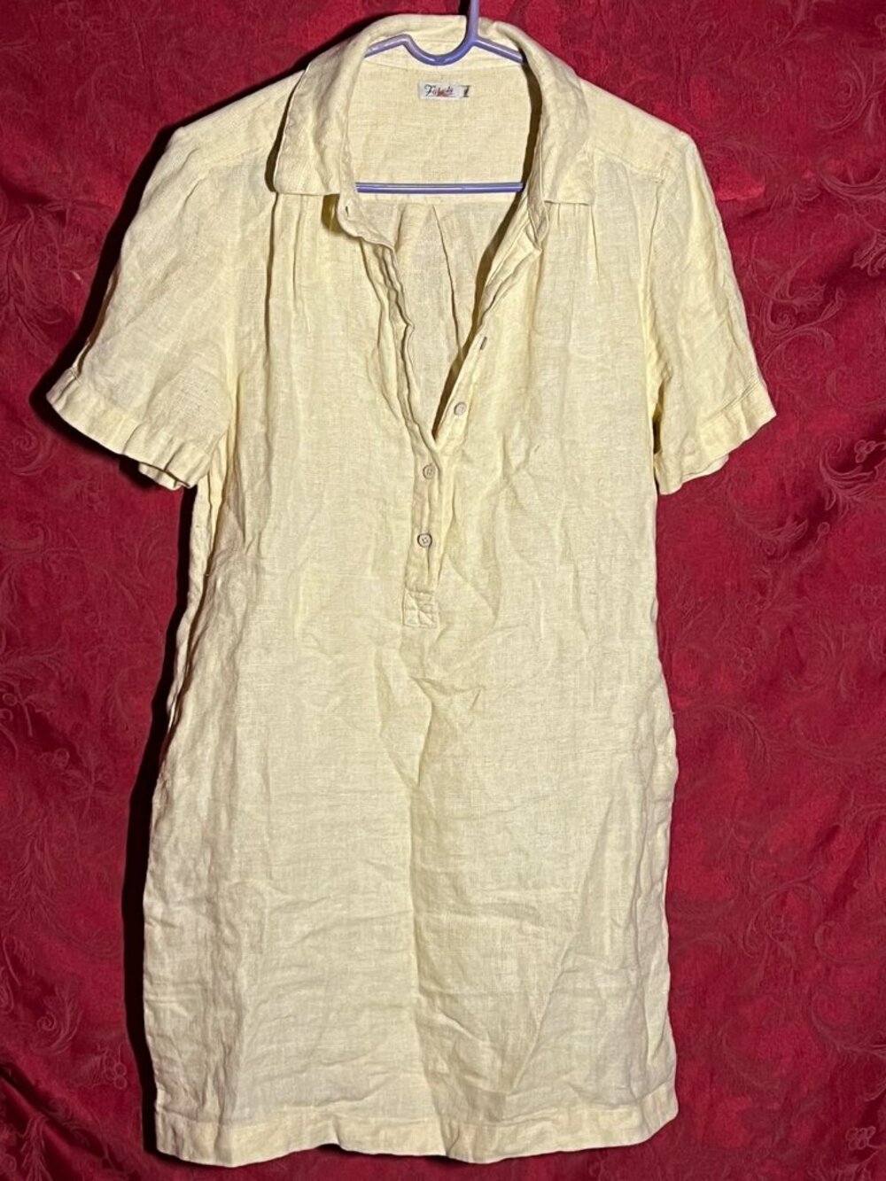 Faherty Cream Beige Short Sleeve Button Down Shirt Blouse Size S